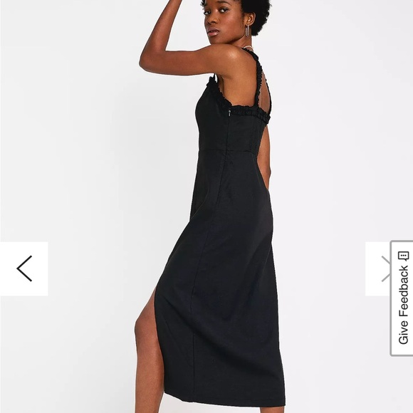 UO Remy Linen Ruffle Square-Neck Midi Dress - Picture 3 of 7